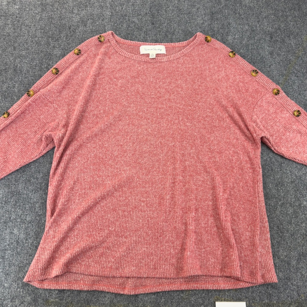 French Laundry Ribbed Button Shoulder Knit Top Pink Size 2X
